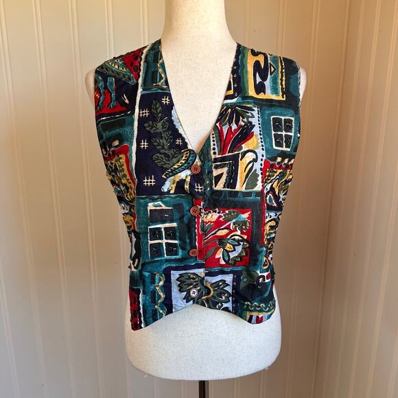 Vintage 90s Twee Beaded Vest S - Picture 1 of 7